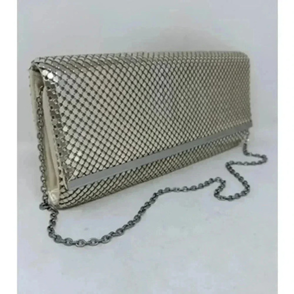Jessica McClintock Vintage Silver Mesh Purse Clutch 80's - Picture 4 of 14